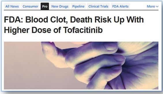 FDA：托法替尼剂量的增加会增加血栓和死亡风险